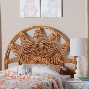 Bali & Pari Jasmine Handwoven Rattan Freestanding Headboard Boho Coastal Twin