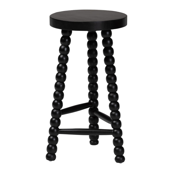 Bali & Pari Solid Acacia Bobbin Tripod Counter Stool Handcrafted with Footrest for Kitchen Island