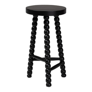 Bali & Pari Solid Acacia Bobbin Tripod Counter Stool Handcrafted with Footrest for Kitchen Island