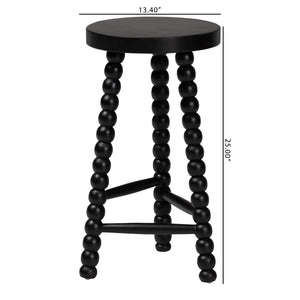 Bali & Pari Solid Acacia Bobbin Tripod Counter Stool Handcrafted with Footrest for Kitchen Island