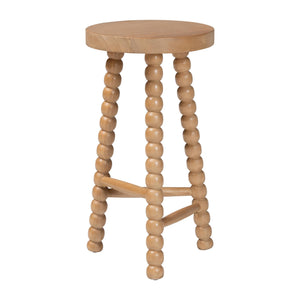 Bali & Pari Solid Acacia Bobbin Tripod Counter Stool Handcrafted with Footrest for Kitchen Island