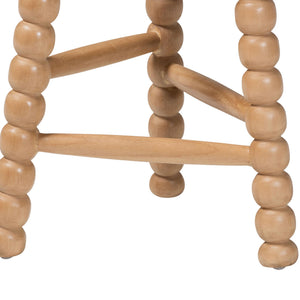 Bali & Pari Solid Acacia Bobbin Tripod Counter Stool Handcrafted with Footrest for Kitchen Island