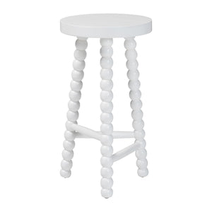 Bali & Pari Solid Acacia Bobbin Tripod Counter Stool Handcrafted with Footrest for Kitchen Island
