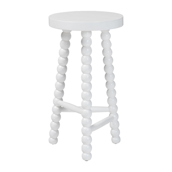 Bali & Pari Solid Acacia Bobbin Tripod Counter Stool Handcrafted with Footrest for Kitchen Island