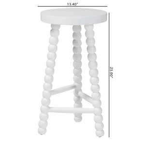 Bali & Pari Solid Acacia Bobbin Tripod Counter Stool Handcrafted with Footrest for Kitchen Island