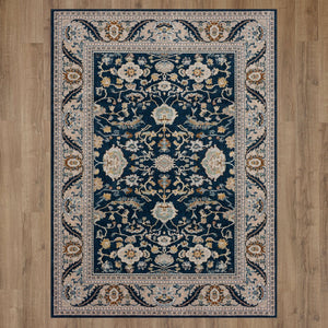 Karastan Rugs Zephyr Julienne Machine Woven Triexta Area Rug Majolica Blue 9' 6" x 12' 11"