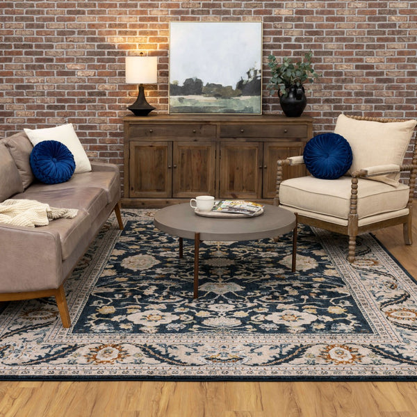 Karastan Rugs Zephyr Julienne Machine Woven Triexta Area Rug Majolica Blue 8' x 10'