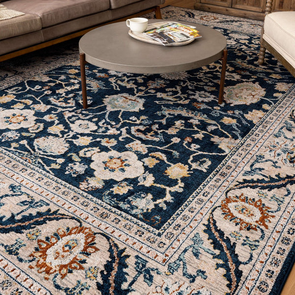 Karastan Rugs Zephyr Julienne Machine Woven Triexta Area Rug Majolica Blue 8' x 10'