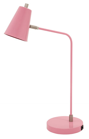 House Of Troy Kirby Led Task Lamp With Sleek Satin Nickel Accents And Convenient Usb Charging Port For Modern Spaces Pink Metal K150-pk