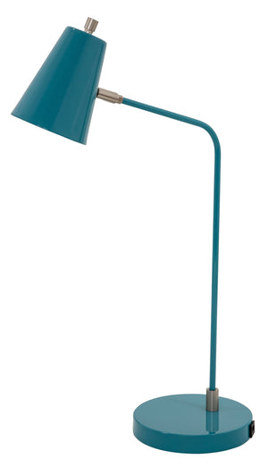 House Of Troy Kirby Led Task Lamp With Sleek Satin Nickel Accents And Convenient Usb Charging Port For Modern Spaces Teal Metal K150-tl