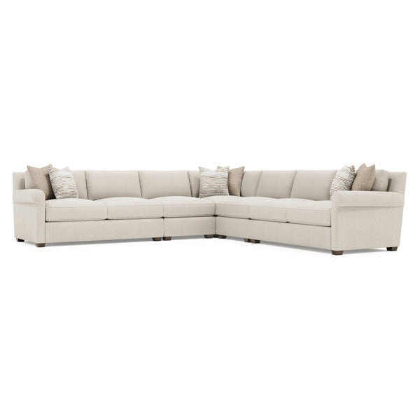 Bernhardt Bernhardt Barnes Five Piece Fabric Sectional Tailored Rolled Arm Transitional Sofa Set K2267
