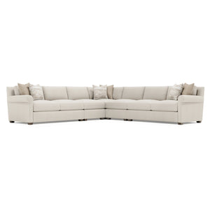 Bernhardt Barnes Five Piece Fabric Sectional Tailored Rolled Arm Transitional Sofa Set