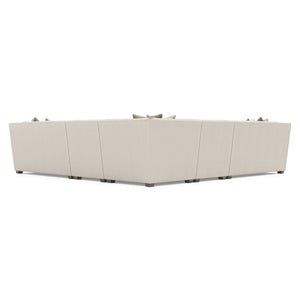 Bernhardt Barnes Five Piece Fabric Sectional Tailored Rolled Arm Transitional Sofa Set