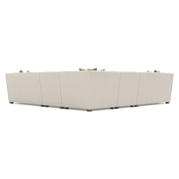 Bernhardt Barnes Five Piece Fabric Sectional Tailored Rolled Arm Transitional Sofa Set