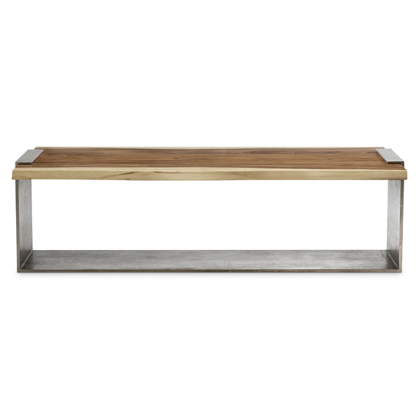 Bernhardt Arima Live Edge Suar Wood Table with Cast Aluminum Organic Industrial Accent