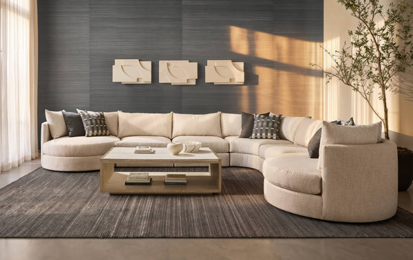 Bernhardt Ferris Modern Fabric Sectional with Swivel Chairs and Configurable Seating