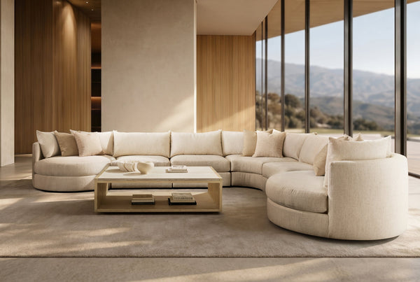 Bernhardt Ferris Modern Fabric Sectional with Swivel Chairs and Configurable Seating