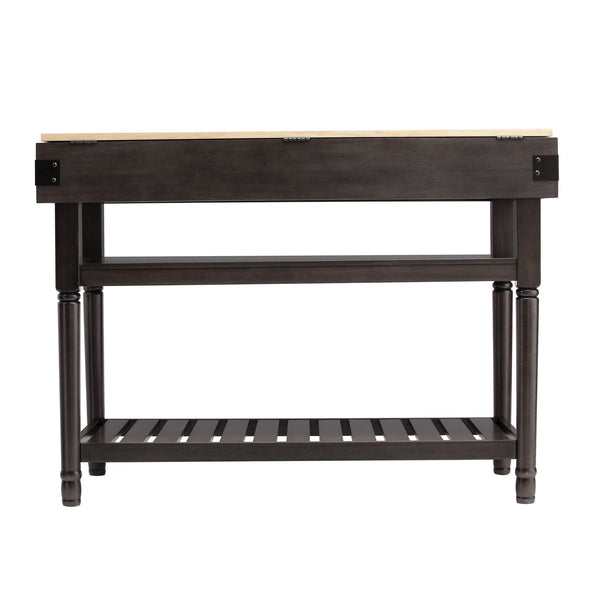 Safavieh Waysmere Butcher Block Kitchen Island With Open Shelving And Powder Coated Iron Accents KA1012561