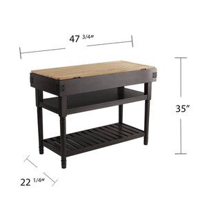 Safavieh Waysmere Butcher Block Kitchen Island With Open Shelving And Powder Coated Iron Accents KA1012561