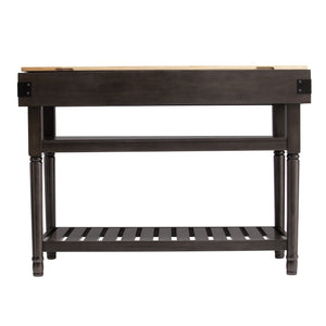 Safavieh Waysmere Butcher Block Kitchen Island With Open Shelving And Powder Coated Iron Accents KA1012561