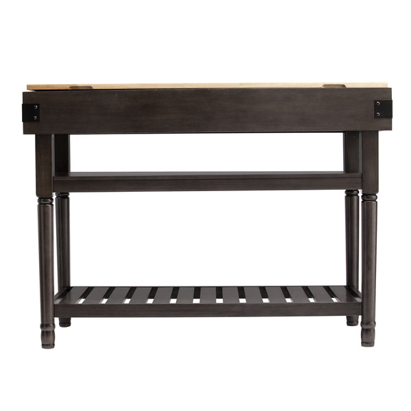 Safavieh Waysmere Butcher Block Kitchen Island With Open Shelving And Powder Coated Iron Accents KA1012561