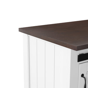 Safavieh Leshire Farmhouse Kitchen Cart With Sliding Barn Door Birch Mdf Rolling Island WHITE KA1068834