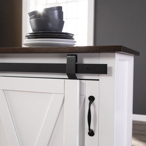 Safavieh Leshire Farmhouse Kitchen Island With Sliding Barn Door Mdf Birch Prep Station BROWN KA1068861