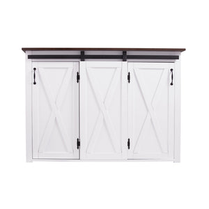 Safavieh Leshire Farmhouse Kitchen Island With Sliding Barn Door Mdf Birch Prep Station BROWN KA1068861