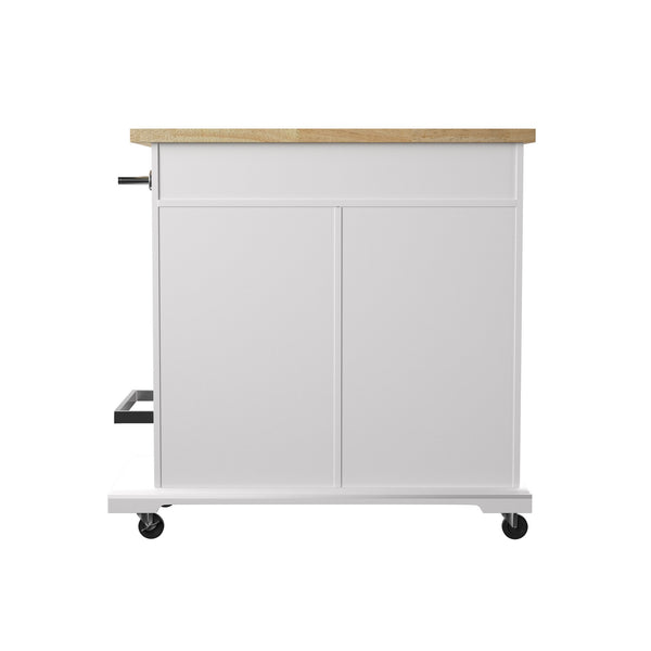 Safavieh Warkin Rolling Kitchen Island With Wine Storage Stemware Racks And Rubberwood Prep Surface KA1133961