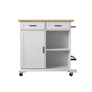 Safavieh Warkin Rolling Kitchen Island With Wine Storage Stemware Racks And Rubberwood Prep Surface KA1133961