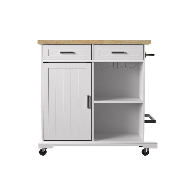 Safavieh Warkin Rolling Kitchen Island With Wine Storage Stemware Racks And Rubberwood Prep Surface KA1133961