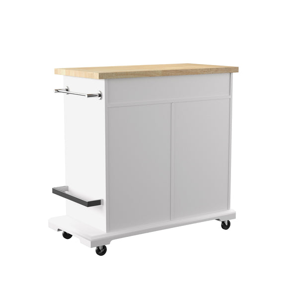 Safavieh Warkin Rolling Kitchen Island With Wine Storage Stemware Racks And Rubberwood Prep Surface KA1133961