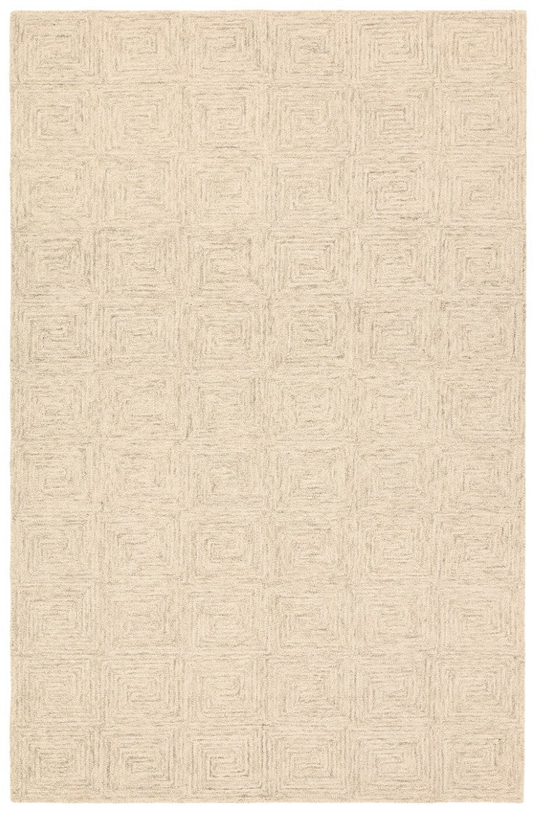 Jaipur Living Jaipur Aleric Hand-Tufted Wool Area Rug 12'X15' — Modern Tan/Beige Concentric Rectangles, Plush RUG166135