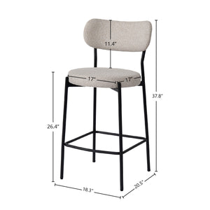 Lh Imports Kai Counter Stool - Elegant Bone White With Durable Metal Frame, Plywood Seat, And Levelers For Comfort Beige,Black Polyester,Foam,Iron,Plywood Kai026-bwh