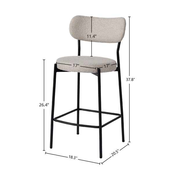 Lh Imports Kai Counter Stool - Elegant Bone White With Durable Metal Frame, Plywood Seat, And Levelers For Comfort Beige,Black Polyester,Foam,Iron,Plywood Kai026-bwh