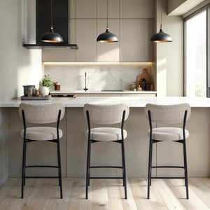 Lh Imports Kai Counter Stool - Elegant Bone White With Durable Metal Frame, Plywood Seat, And Levelers For Comfort Beige,Black Polyester,Foam,Iron,Plywood Kai026-bwh