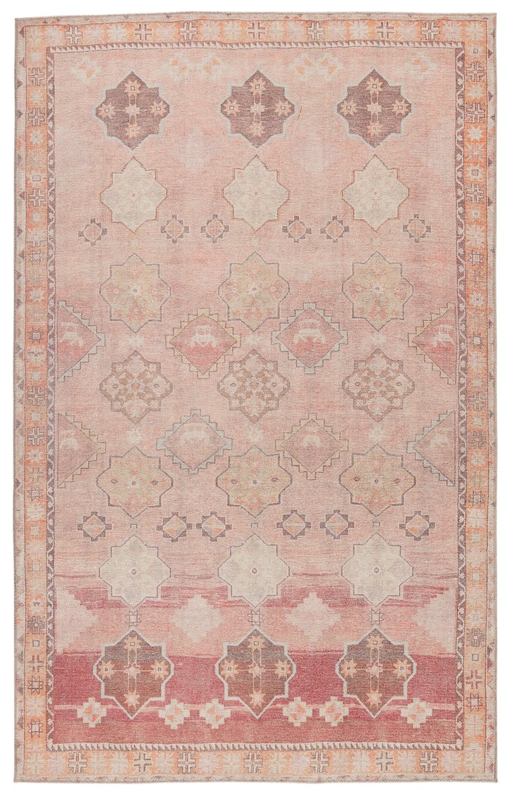 Jaipur Living Kairos Bijou Kar02 Powerloomed Machinemade 100% Polyester Vintage Vintage Look Indoor Rug Pink, Orange 100% Polyester, 80% Polyester 20% Co Rug151752