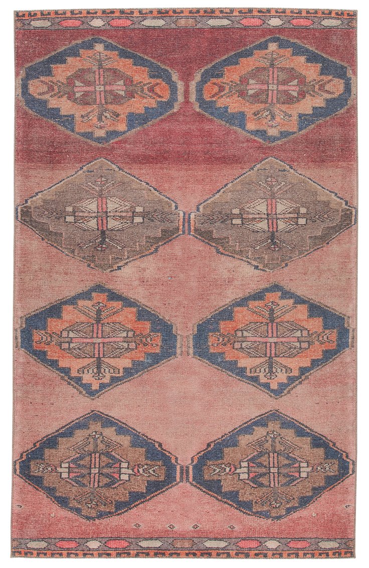 Jaipur Living Kairos Mirta Kar07 Powerloomed Machinemade 100% Polyester Vintage Vintage Look Indoor Rug Pink, Blue 100% Polyester, 80% Polyester 20% Co Rug151767