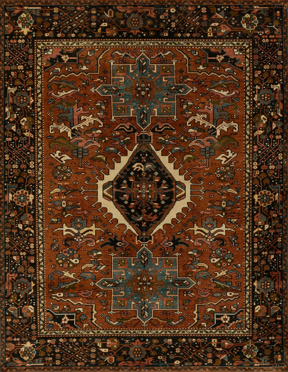 Momeni Karajeh KAJ-1 Hand Woven Traditional Medallion Indoor Rug Red 10' x 14'