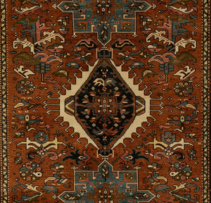 Momeni Karajeh KAJ-1 Hand Woven Traditional Medallion Indoor Rug Red 10' x 14'