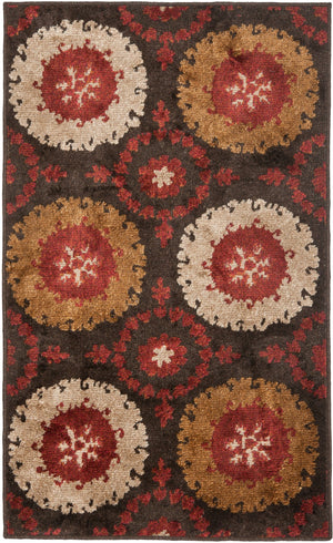 Safavieh Kashmir Exquisite Traditional Area Rug - Handcrafted Indian Elegance For Cozy Living Spaces Brown ,Red 90% Polyester And 10% Cotton Kas111a-3