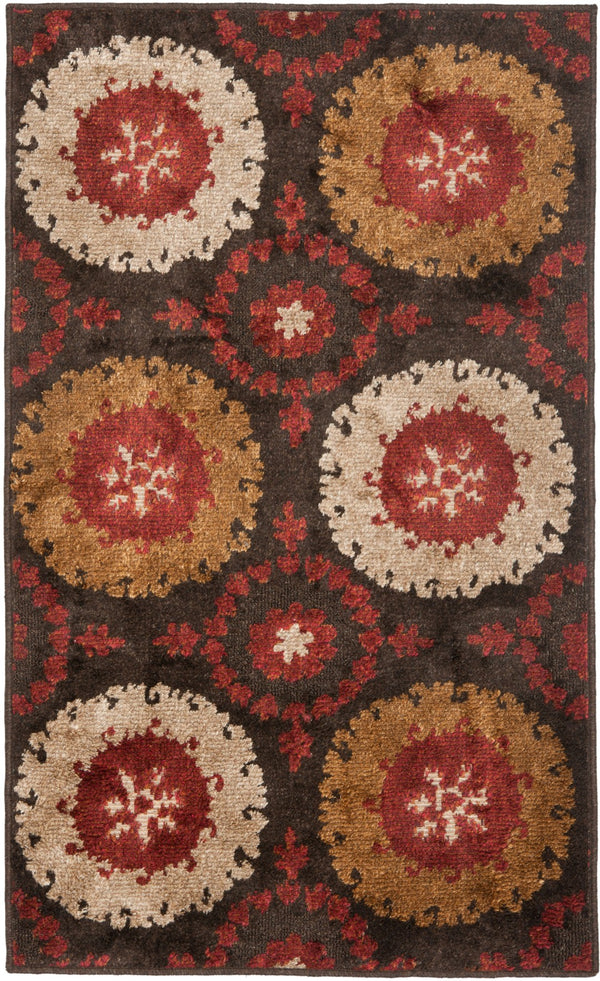 Safavieh Kashmir Exquisite Traditional Area Rug - Handcrafted Indian Elegance For Cozy Living Spaces Brown ,Red 90% Polyester And 10% Cotton Kas111a-3