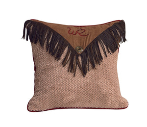 Hiend Accents Wrangler Fringed Sherpa Accent Pillow – Unique Envelope Design With Embroidered Branding & Concho Detail Tan,Brown 50% Cotton,50% Polyester Kb0011p2