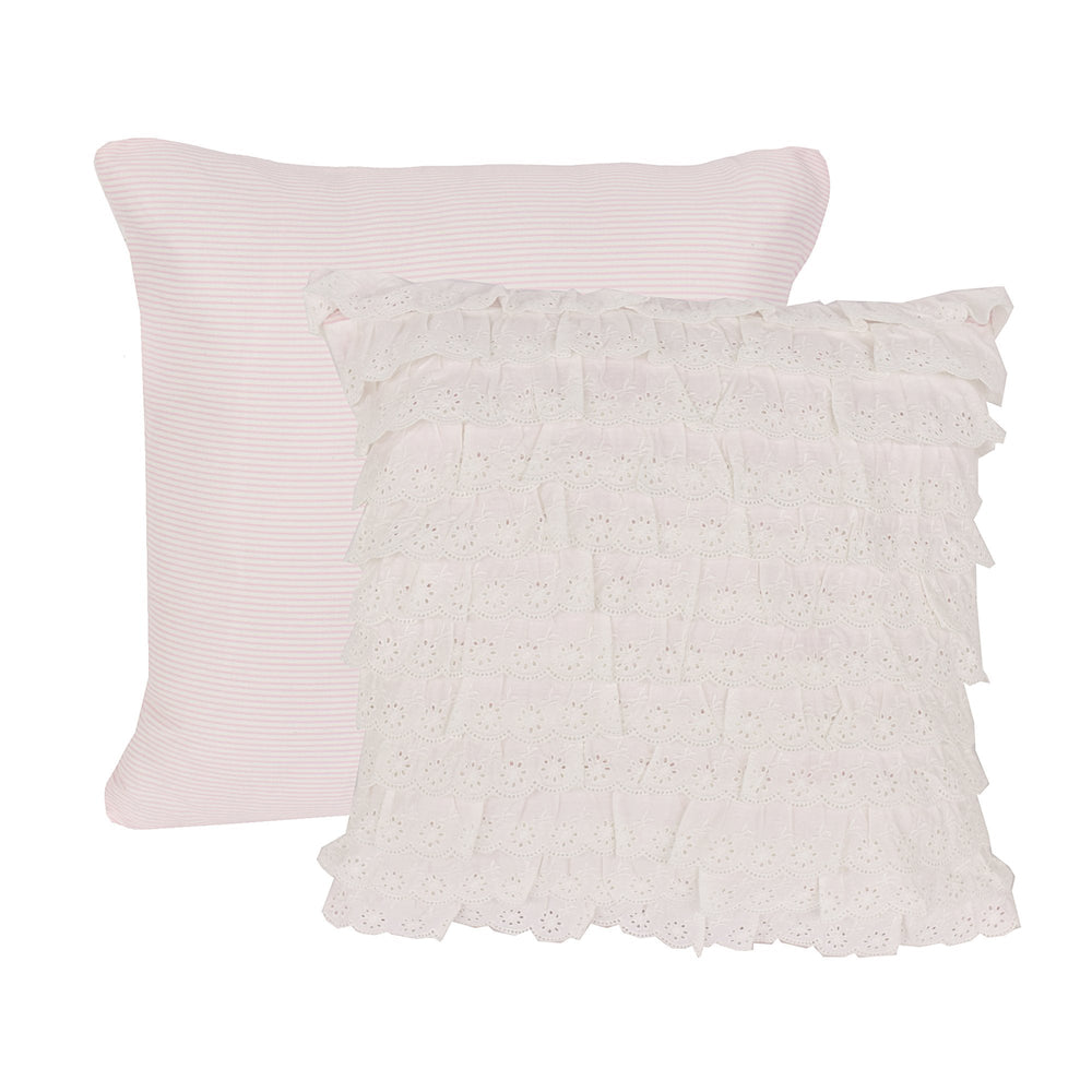Hiend Accents Paisley Cotton Eyelet Accent Pillow - Charming Ruffled Design For Elegant Home Décor Enhancement Pink 100% Cotton Kb0012p2