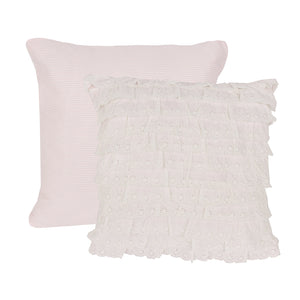 Hiend Accents Paisley Cotton Eyelet Accent Pillow - Charming Ruffled Design For Elegant Home Décor Enhancement Pink 100% Cotton Kb0012p2