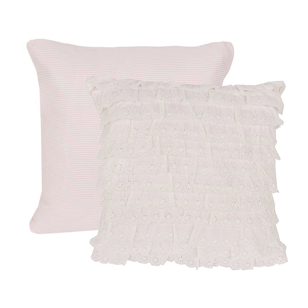 Hiend Accents Paisley Cotton Eyelet Accent Pillow - Charming Ruffled Design For Elegant Home Décor Enhancement Pink 100% Cotton Kb0012p2