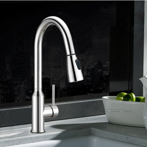 Safavieh PROSPER Single Control Pull-Down Kitchen Faucet in Polished Chrome - Modern Design & Easy Installation KCF2566C