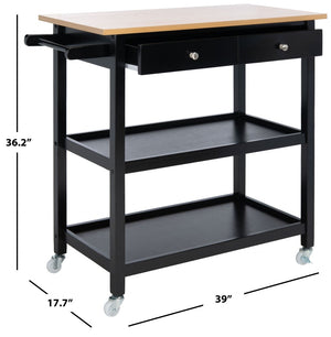 Safavieh Cohyn Kitchen Cart With 2 Drawers And 2 Open Shelves For Stylish Storage And Prep Space Natural / Matte Black KCH1401A