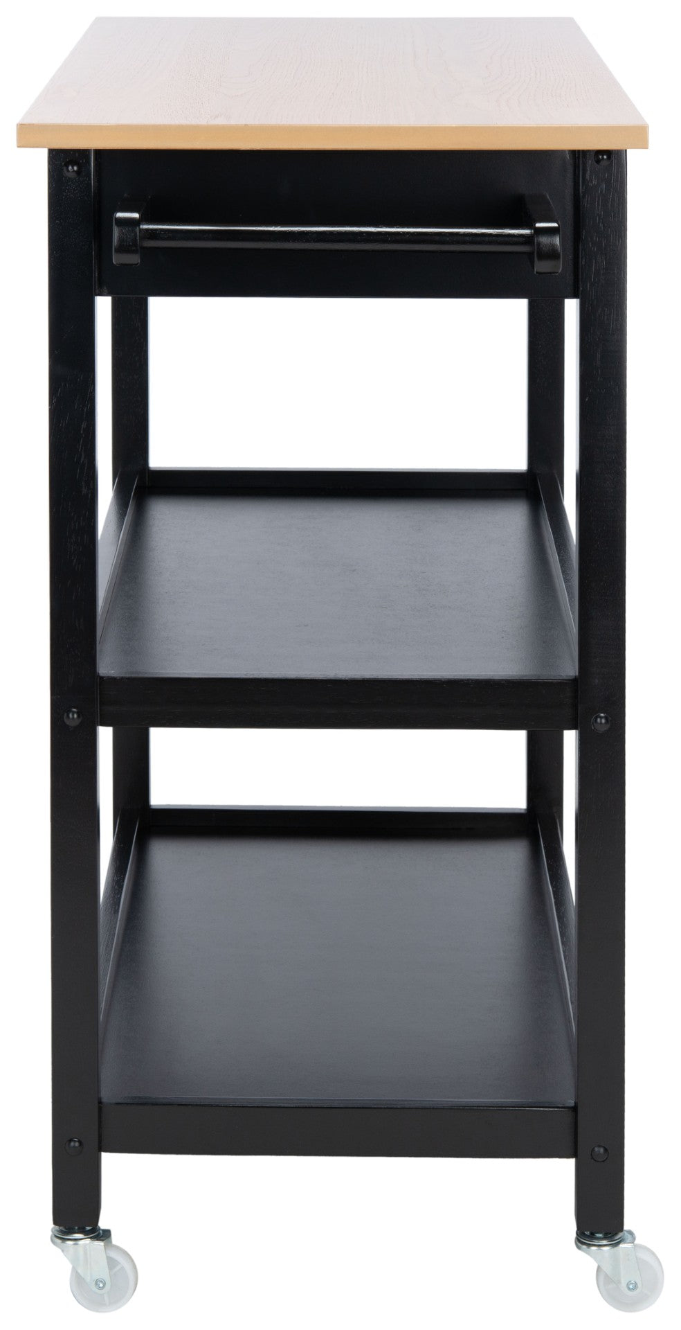 Safavieh Cohyn Kitchen Cart With 2 Drawers And 2 Open Shelves For Stylish Storage And Prep Space Natural / Matte Black KCH1401A