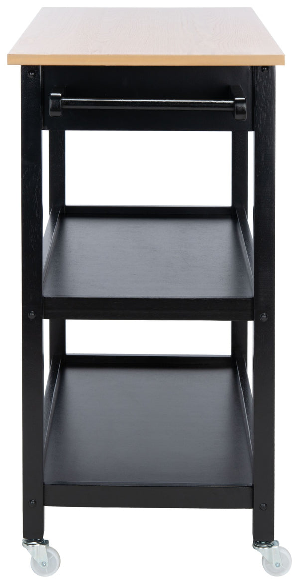 Safavieh Cohyn Kitchen Cart With 2 Drawers And 2 Open Shelves For Stylish Storage And Prep Space Natural / Matte Black KCH1401A